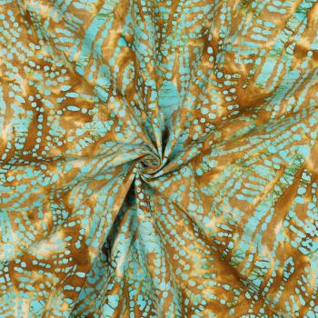 Preview: Baumwolle Batik einzigartig gefertigt Mint/Goldtöne